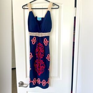 South main size S navy blue dress with designs